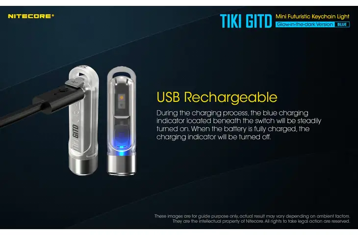 Nitecore TIKI GITD OSRAM P8 LED Rechargeable Keychain Flashlight — 2 models - view 10